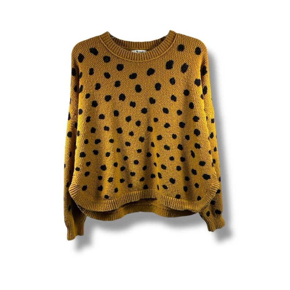 Madewell Painted Spots Pullover Sweater in Egyptian Gold Size XL